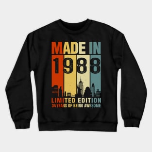 Made In 1988 Limited Edition 34 Years Of Being Awesome Crewneck Sweatshirt